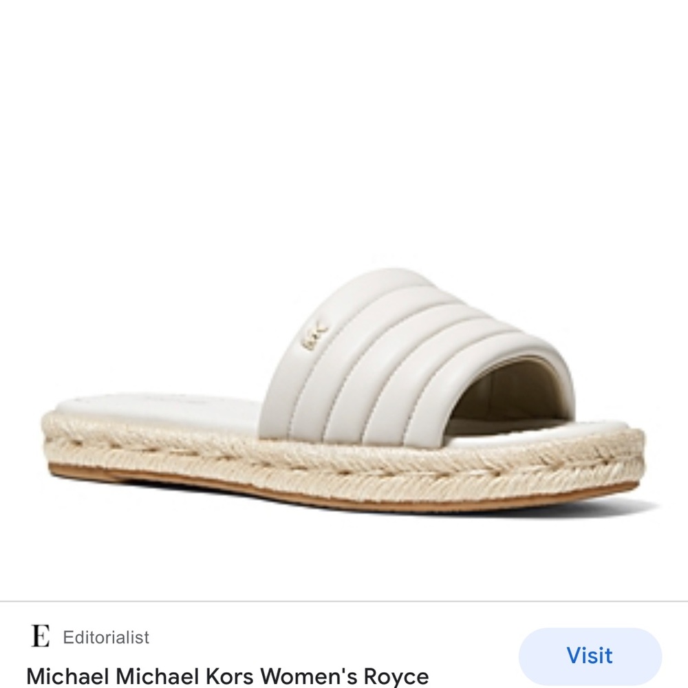 Michael Kors Royce Espadrille Slide Sandals. Size 7.5 Light Cream.